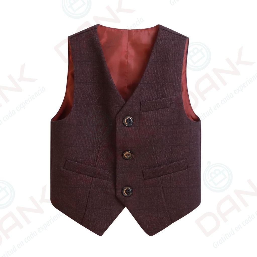 Traje de Niño 5 Piezas Color Vino - Imagen 8